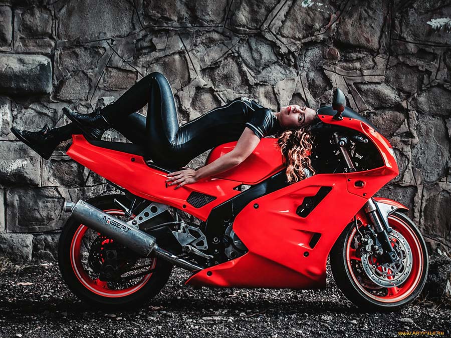 Beautiful girl Beautiful girls and motorcycles in Moscow