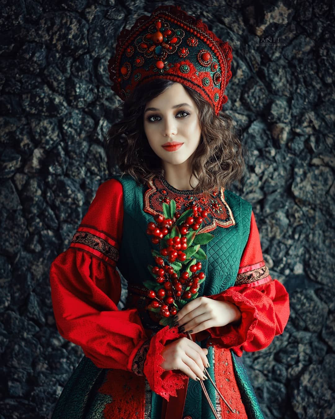 Nude girl Women in Slavic costumes in Moscow